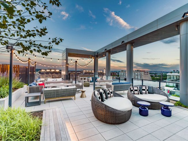 Kick back and take in the panoramic views of D.C. on our skyline deck 
